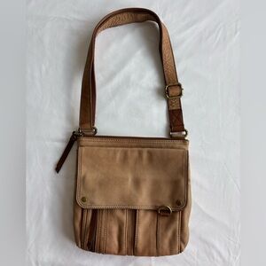 (Vintage Y2K) Fossil cowhide leather crossbody bag (~11x10.5 inches)